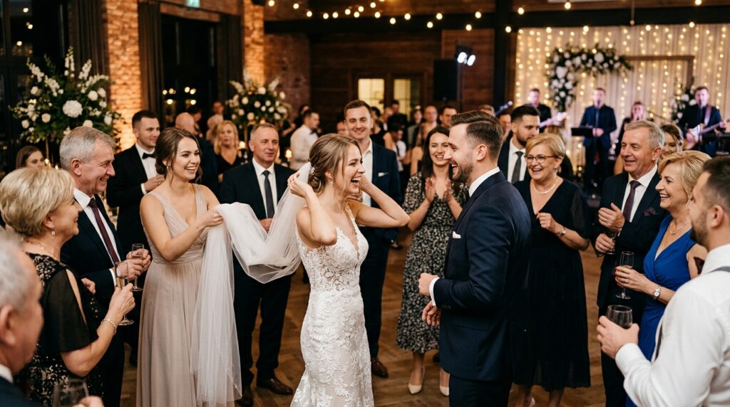 Oczepiny na weselu — elegancka wspólna zabawa Pary Młodej i gości